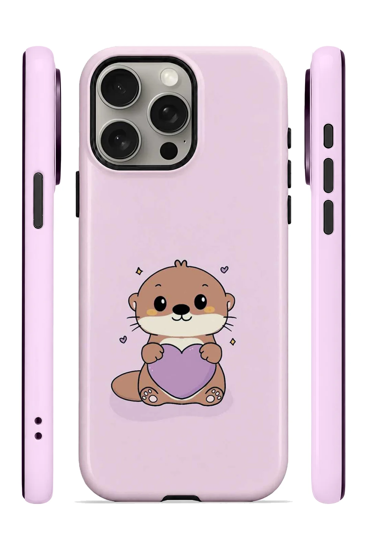 iPhone 15 Pro Vorian Çift Katmanlı Pembe Hamsterli Kılıf - Görsel 3