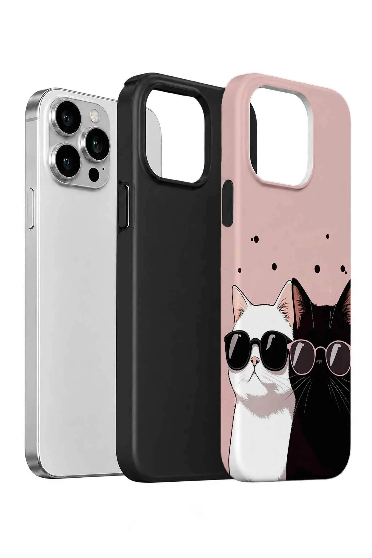 iPhone 15 Pro Vorian Çift Katmanlı Havalı Kedili Kılıf - Görsel 2