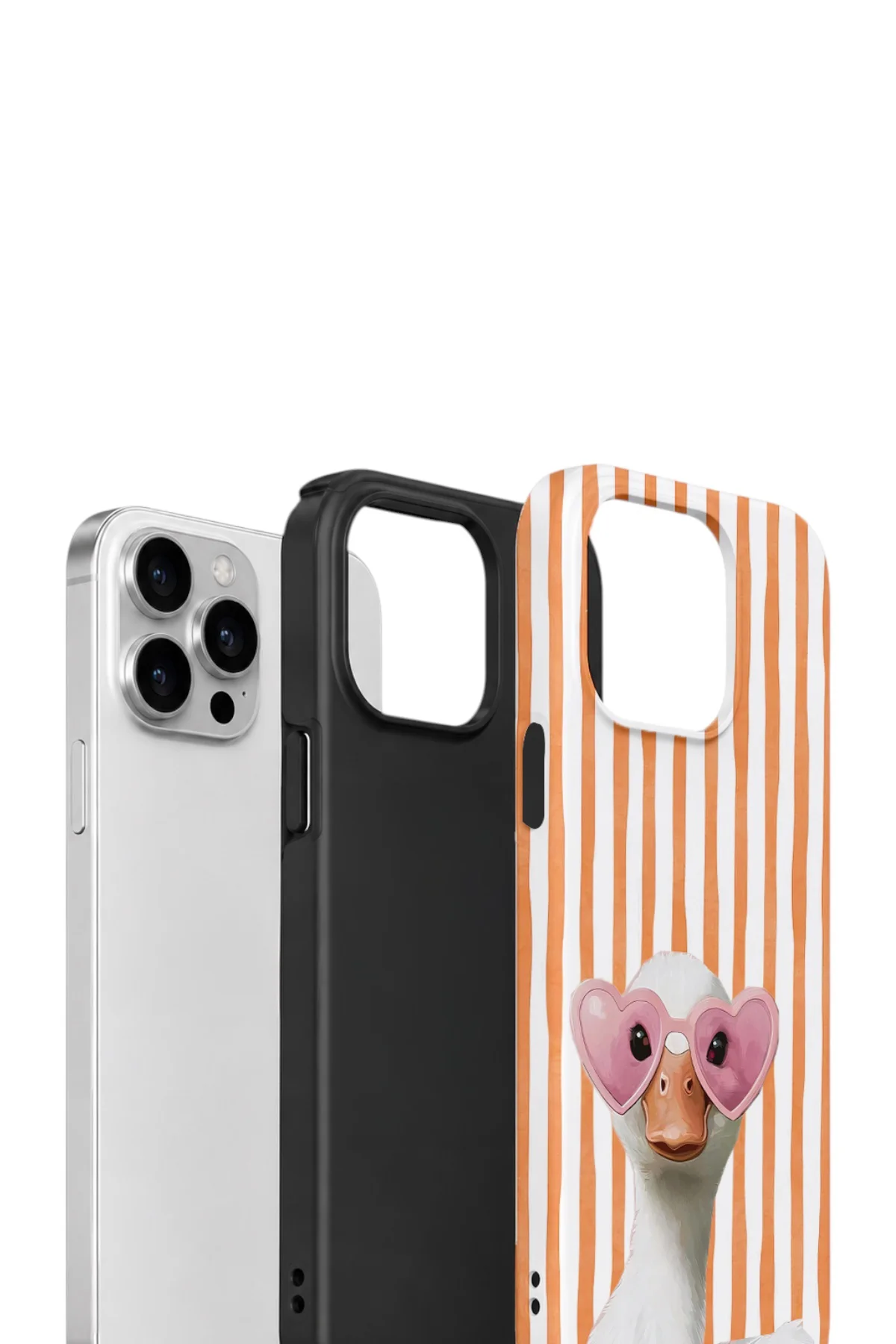 iPhone 15 Pro Vorian Çift Katmanlı Kılıf Heart Glasses Goose