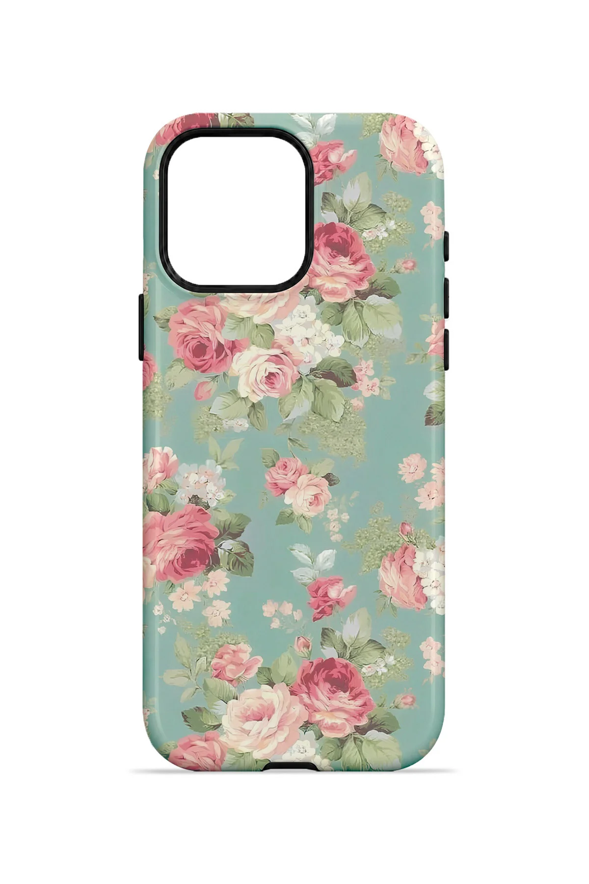 iPhone 15 Pro Vorian Çift Katmanlı Mint Pembe Gül Kılıf - Görsel 4