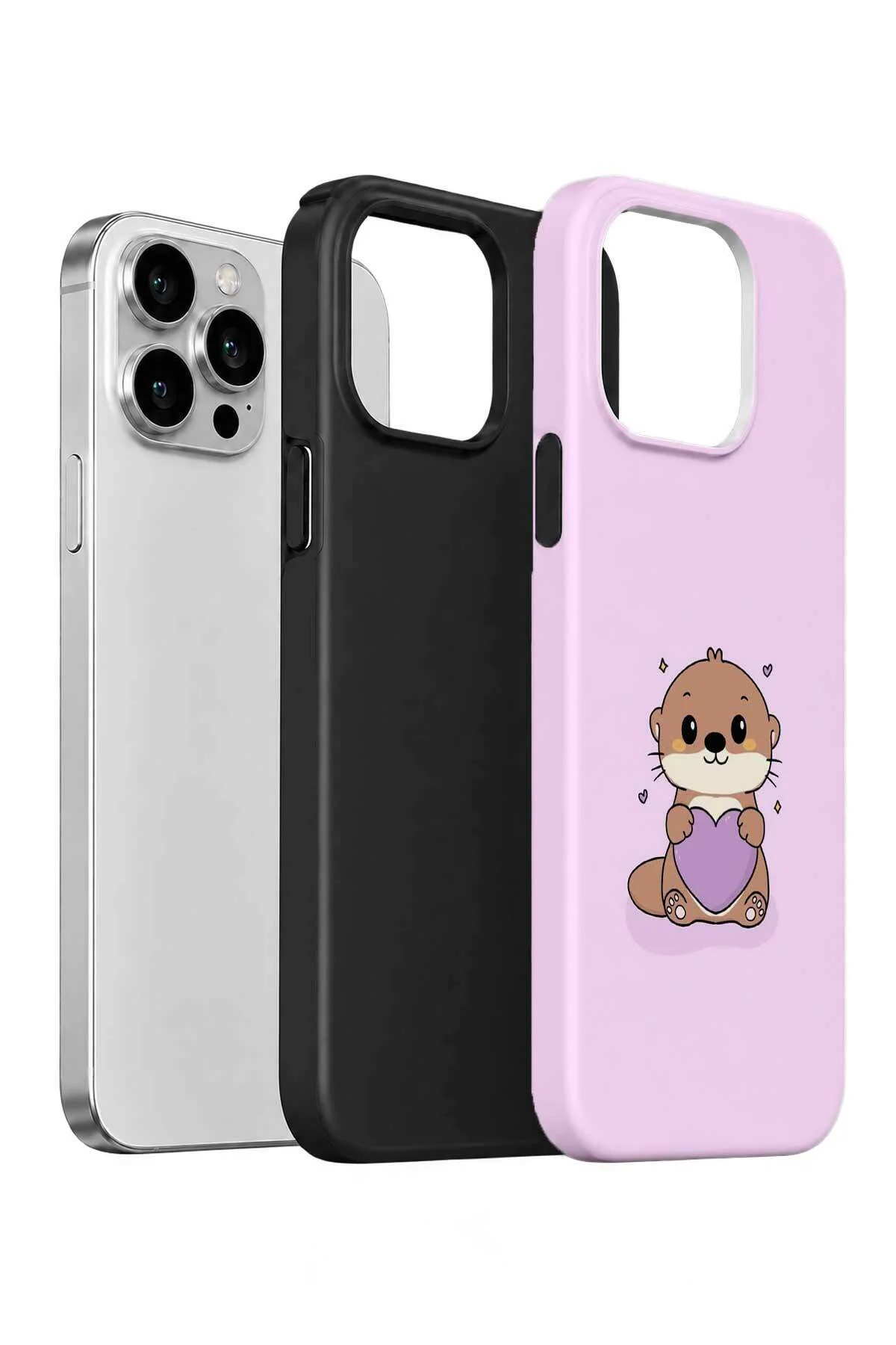 iPhone 15 Pro Vorian Çift Katmanlı Pembe Hamsterli Kılıf - Görsel 2