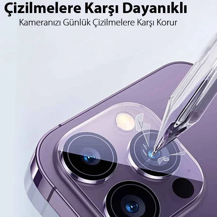 iPhone 15 Pro/Pro Max Kamera Lens Koruyucu Camı - Çizilmeye Dayanıklı Ultra İnce 0.3 mm
