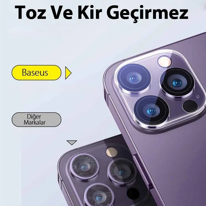 iPhone 15 Pro/Pro Max Kamera Lens Koruyucu Cam Seti 2’li - Çizilmeye Karşı HD Koruma