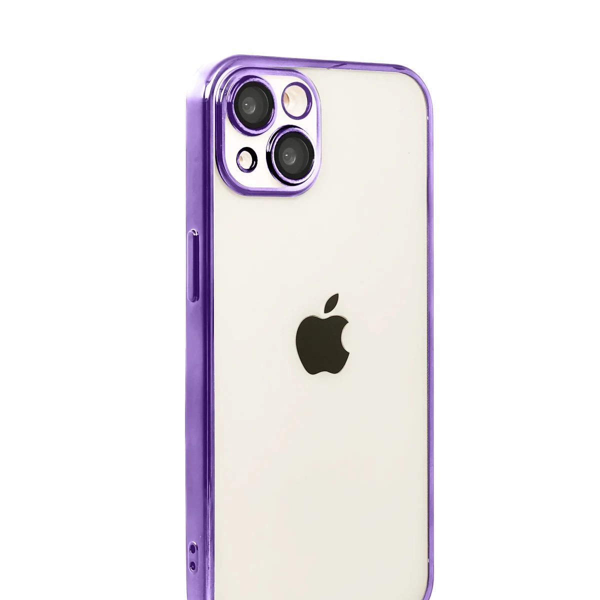 iPhone 15 Razer Lensli Silikon Kılıf - Mor (Estetik ve Güçlü Korumalı)
