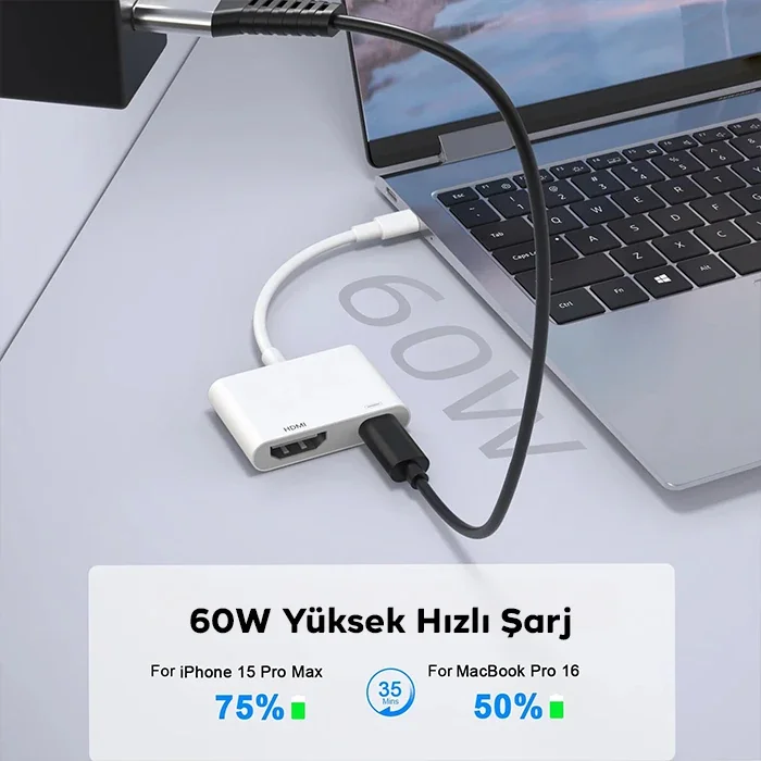 iPhone 15 Type-C HDMI Dijital AV Adaptör 4K 60Hz – Çoklu Ekran Yansıtma