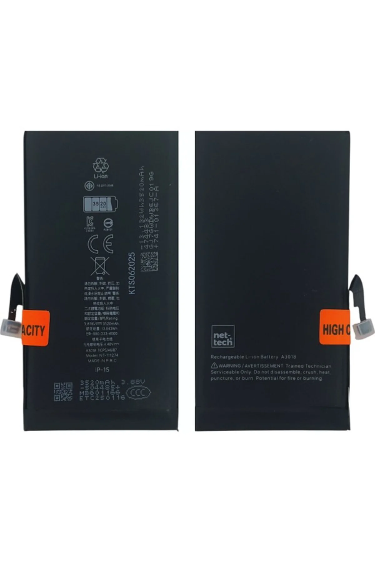 iPhone 15 Uyumlu 3500 MAh Batarya