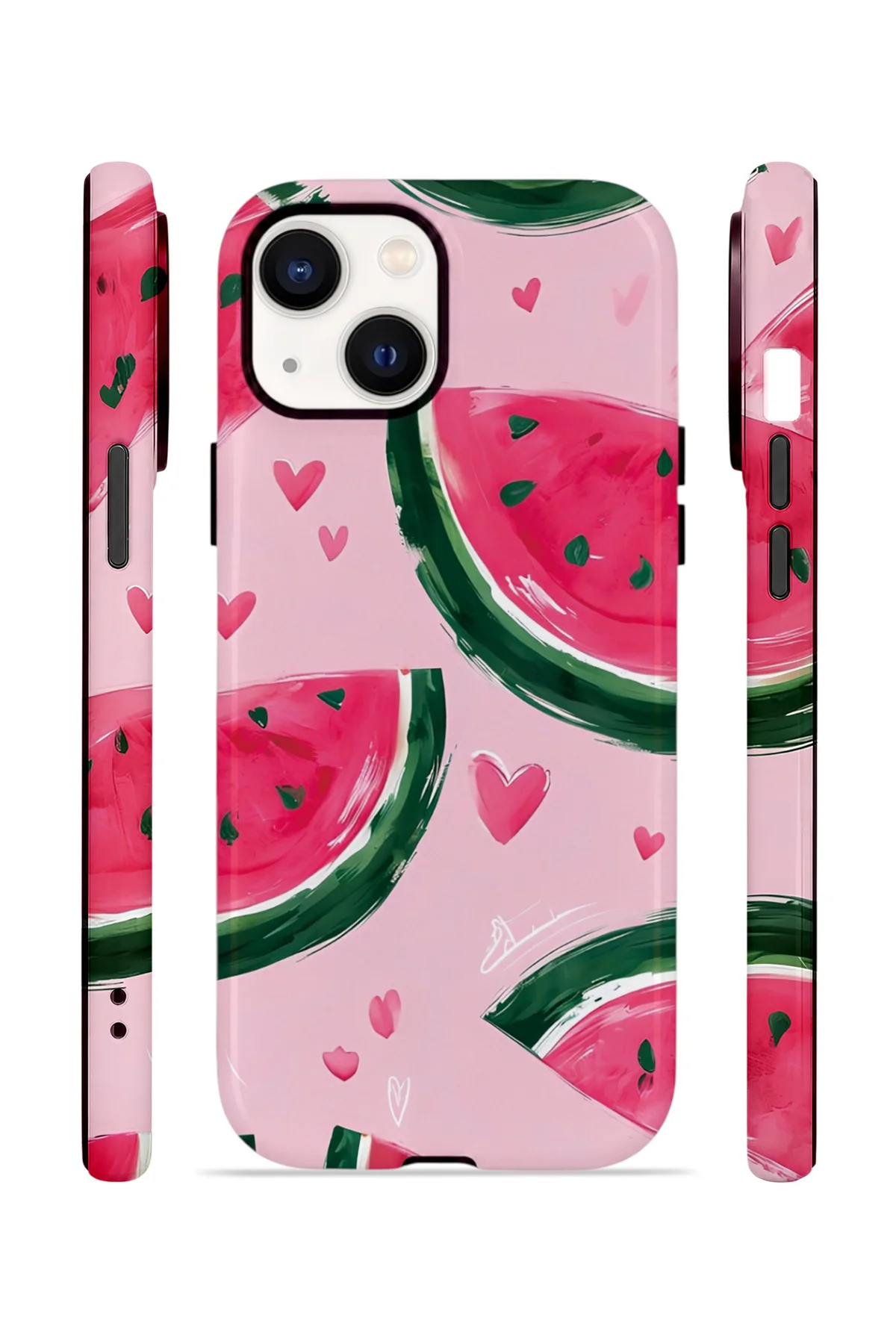 iPhone 15 Vorian Çift Katmanlı Kılıf Watermelon Hearts