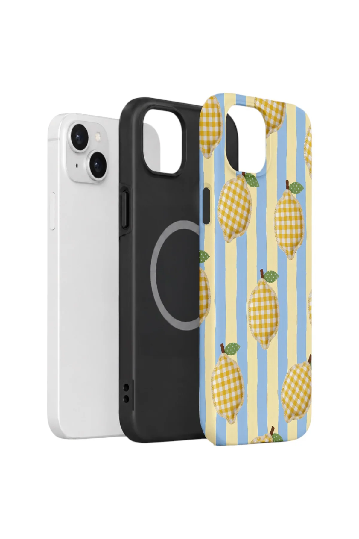 iPhone 15 Vorian Çift Katmanlı MagSafe Kılıf Gingham Lemon Grove