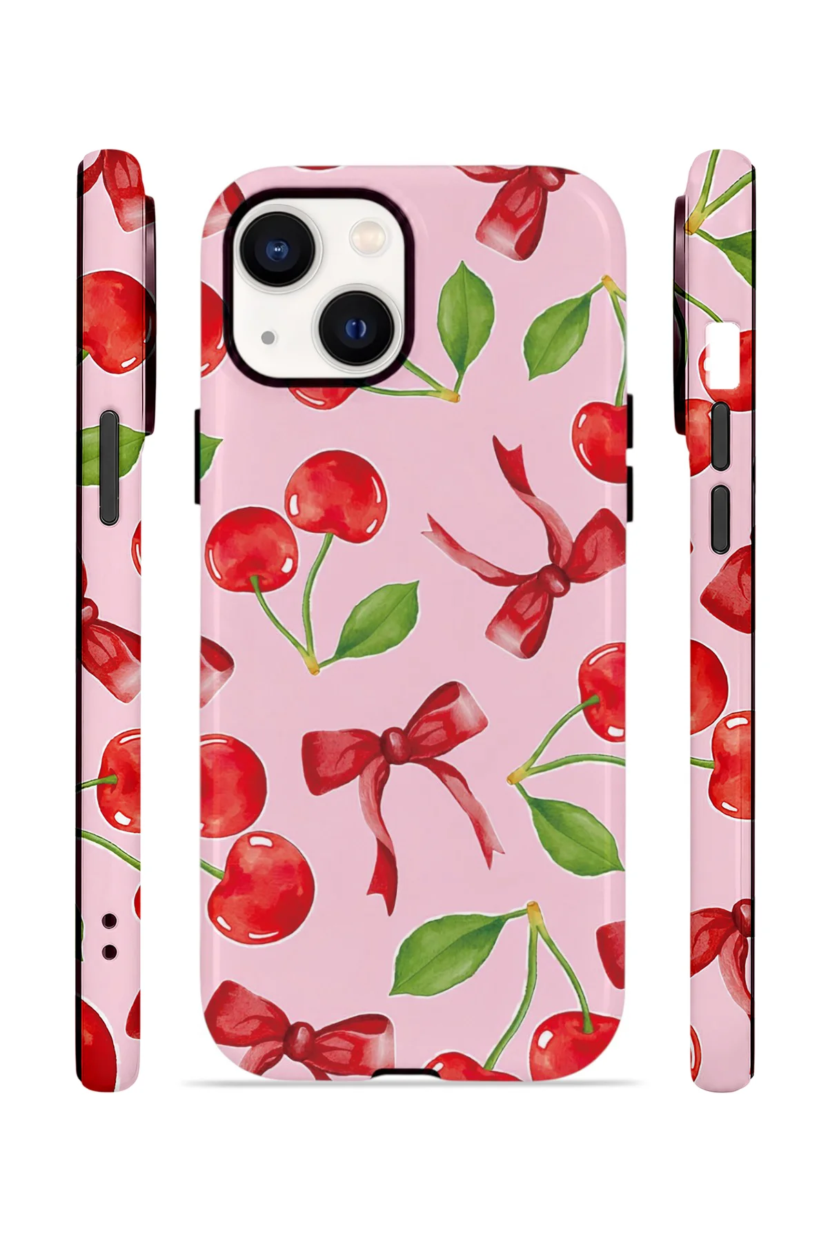 iPhone 15 Vorian Çift Katmanlı MagSafe Kılıf Cherry Ribbon Garden