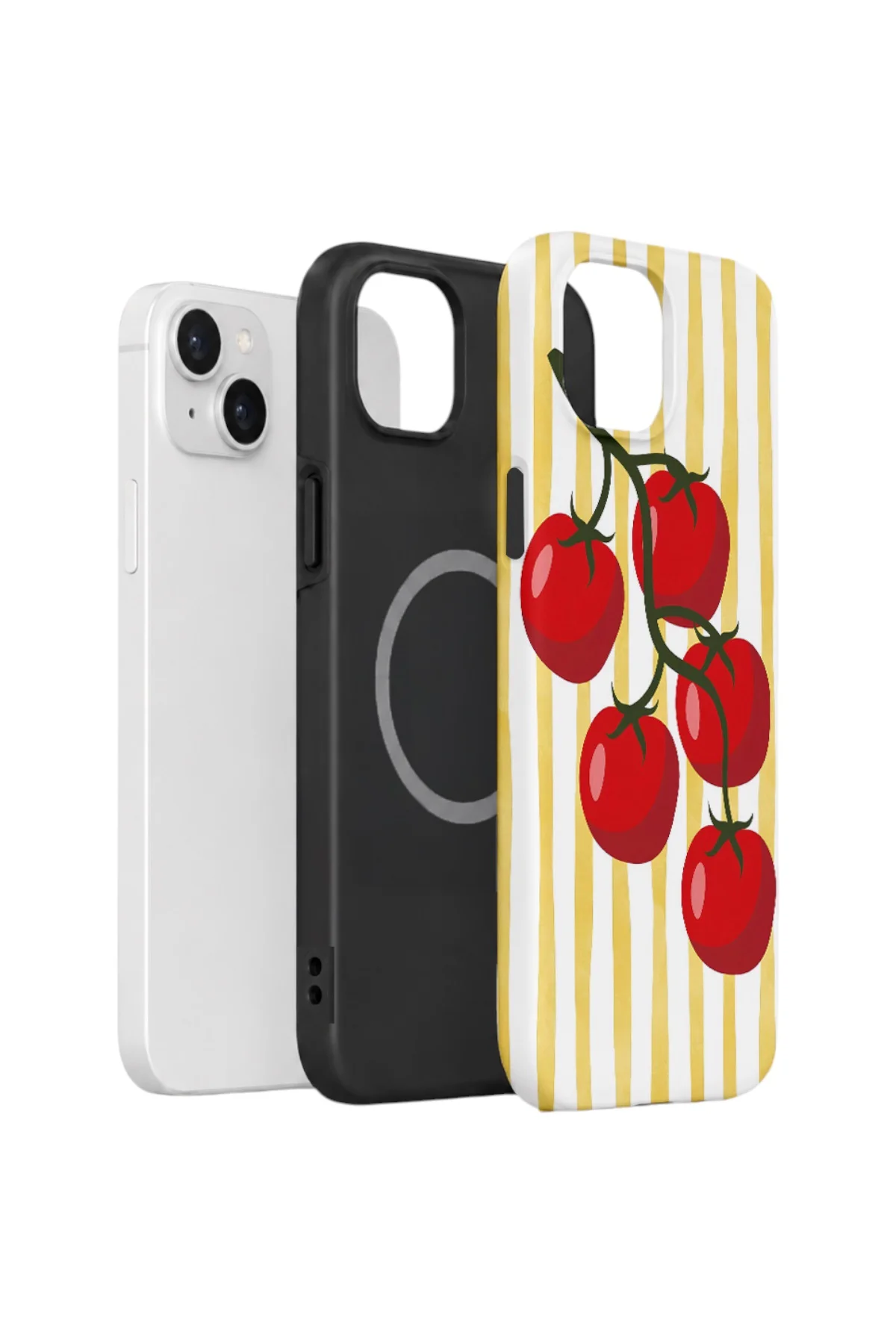 iPhone 15 Vorian Çift Katmanlı MagSafe Kılıf Tomato Market Stripe