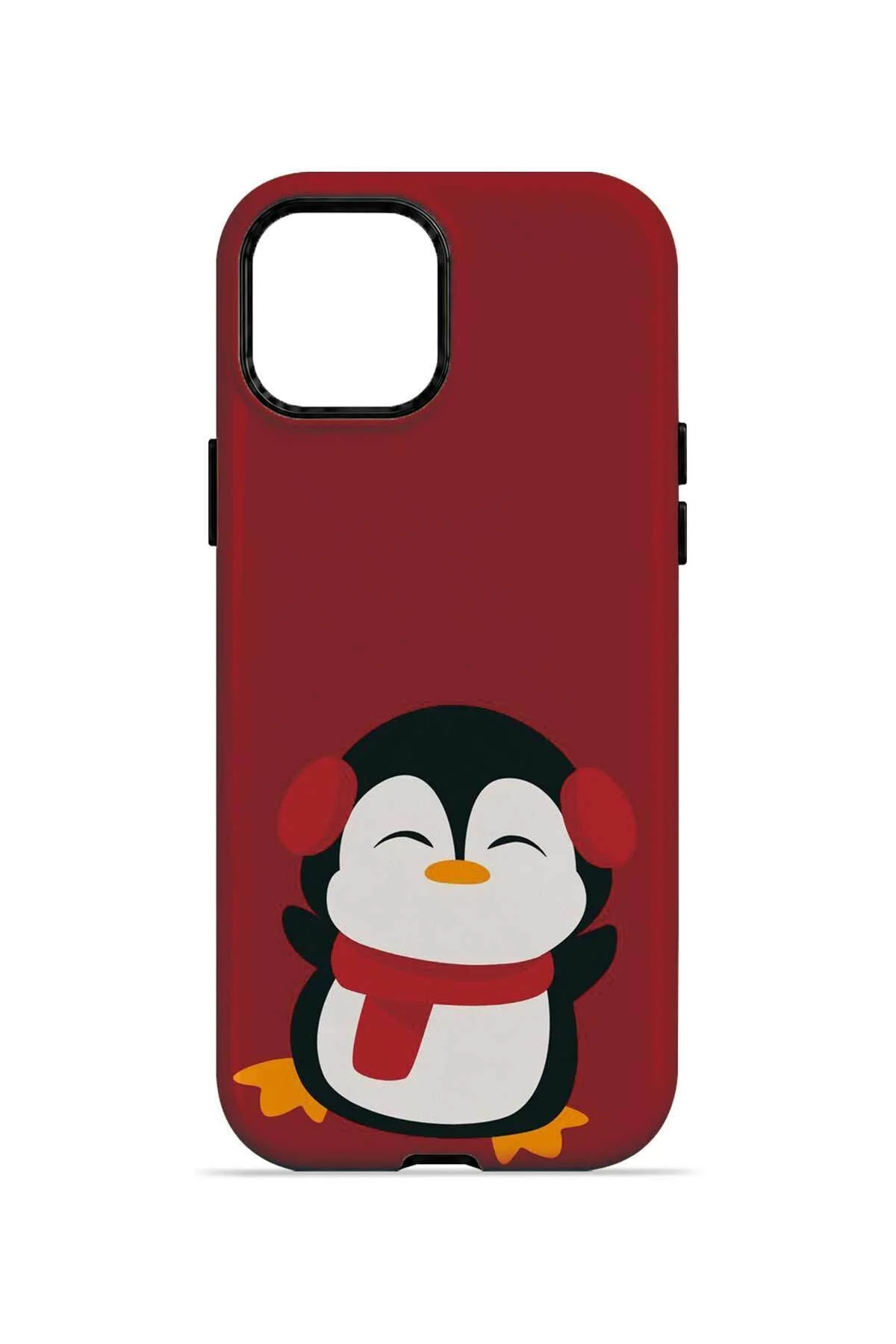 iPhone 15 Vorian Çift Katmanlı Kırmızı Penguenli Kılıf - Görsel 4