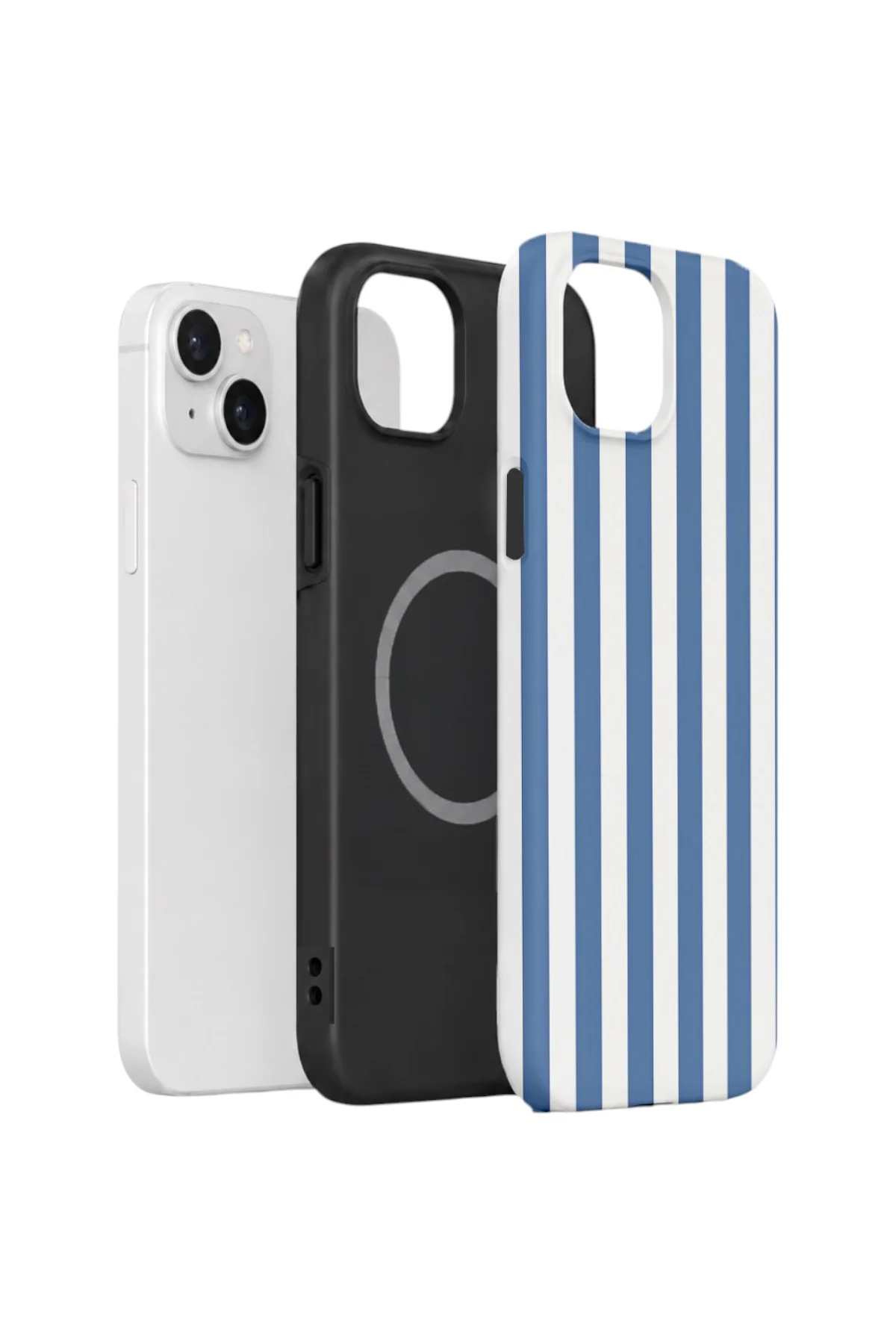 iPhone 15 Vorian Çift Katmanlı MagSafe Kılıf Blue Marina Stripe