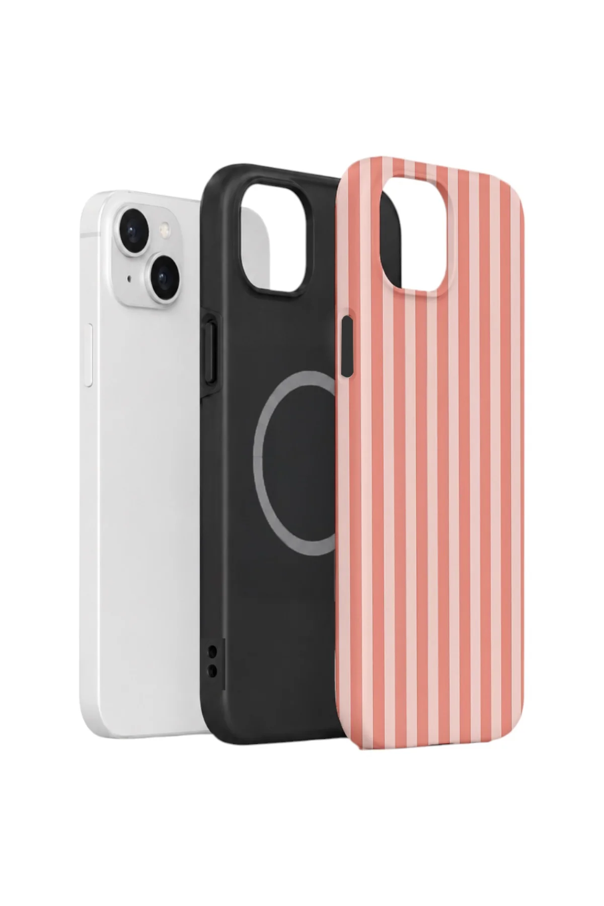 iPhone 15 Vorian Çift Katmanlı Kılıf Coral Riviera Stripe