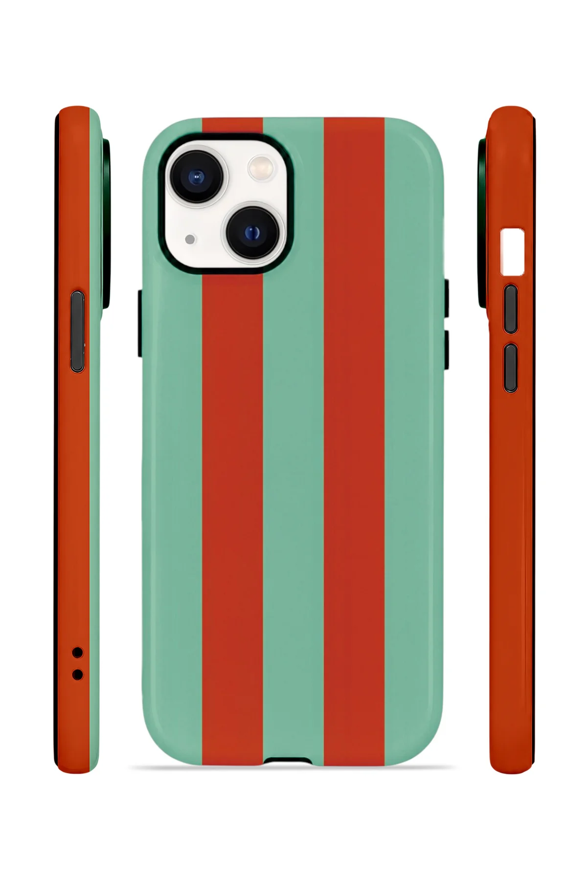 iPhone 15 Vorian Yough Kılıf Terracotta Mint Stripe