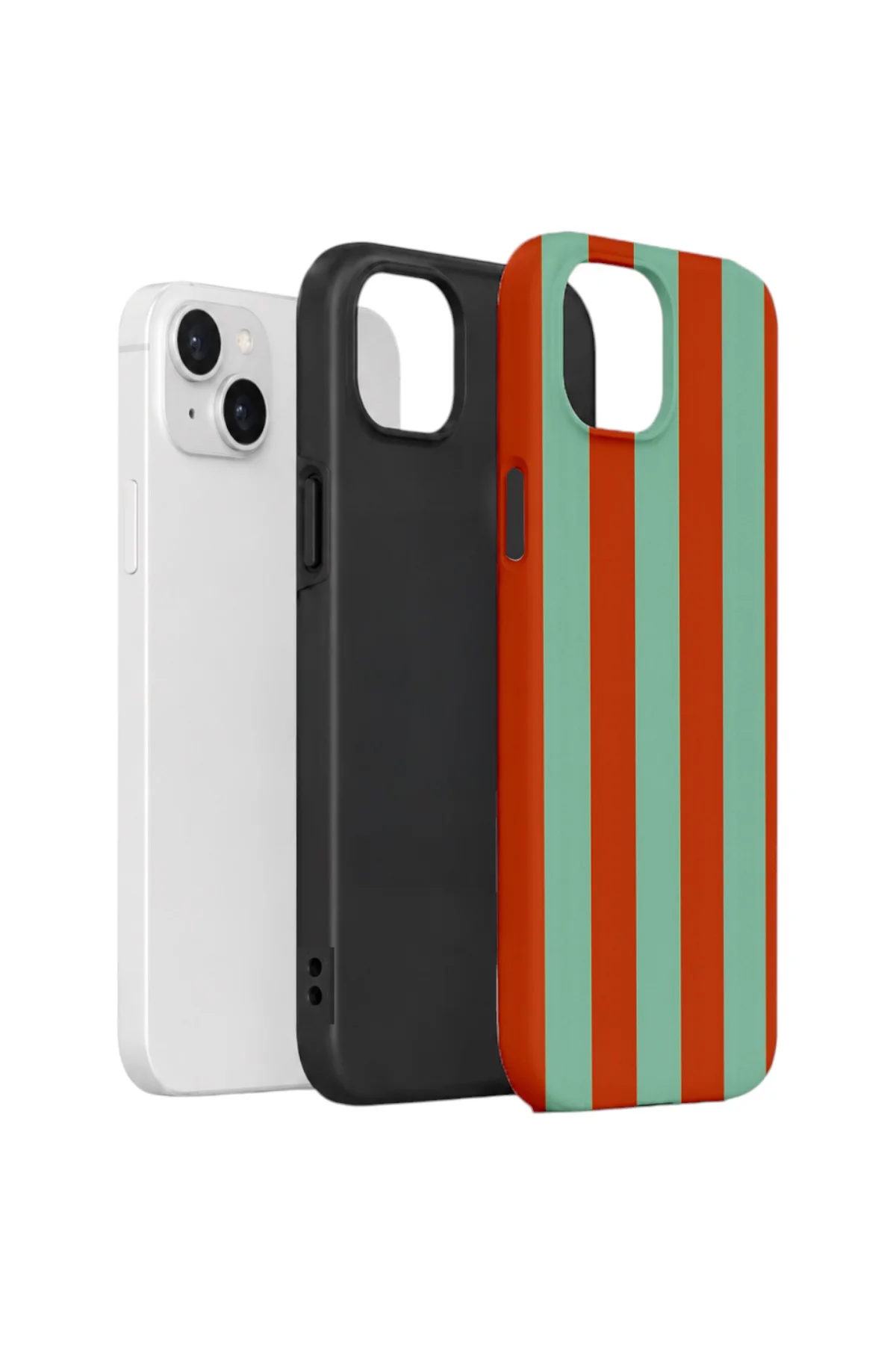 iPhone 15 Vorian Yough Kılıf Terracotta Mint Stripe