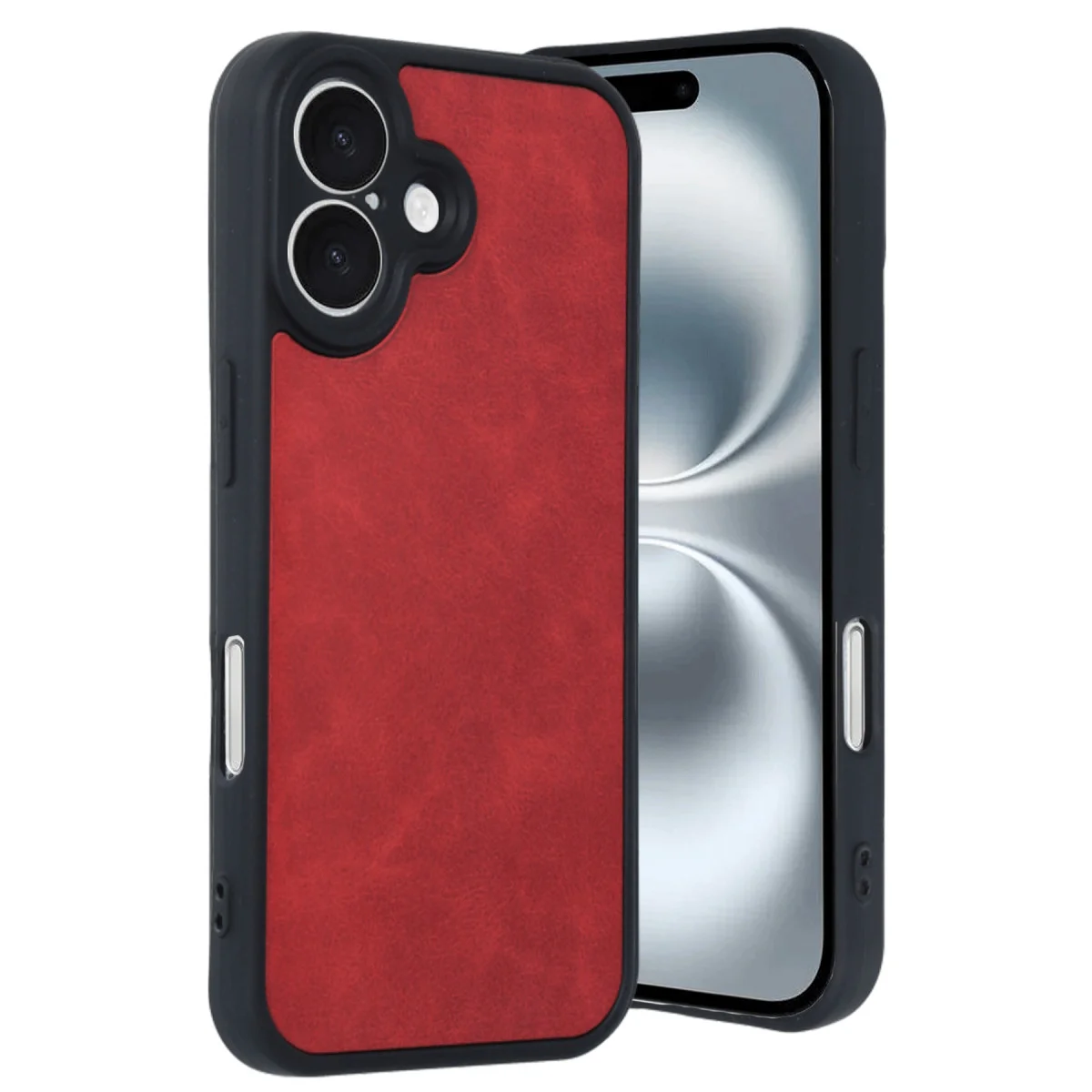 iPhone 16 Aras Deri Kapak Kırmızı - Premium Deri Dokusu ve 360° Koruma