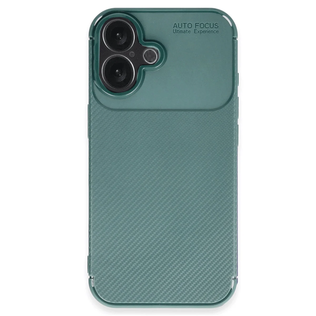 iPhone 16 Auto Focus Karbon Kılıf - Koyu Yeşil (Tam Otomatik Odak & Dayanıklı)