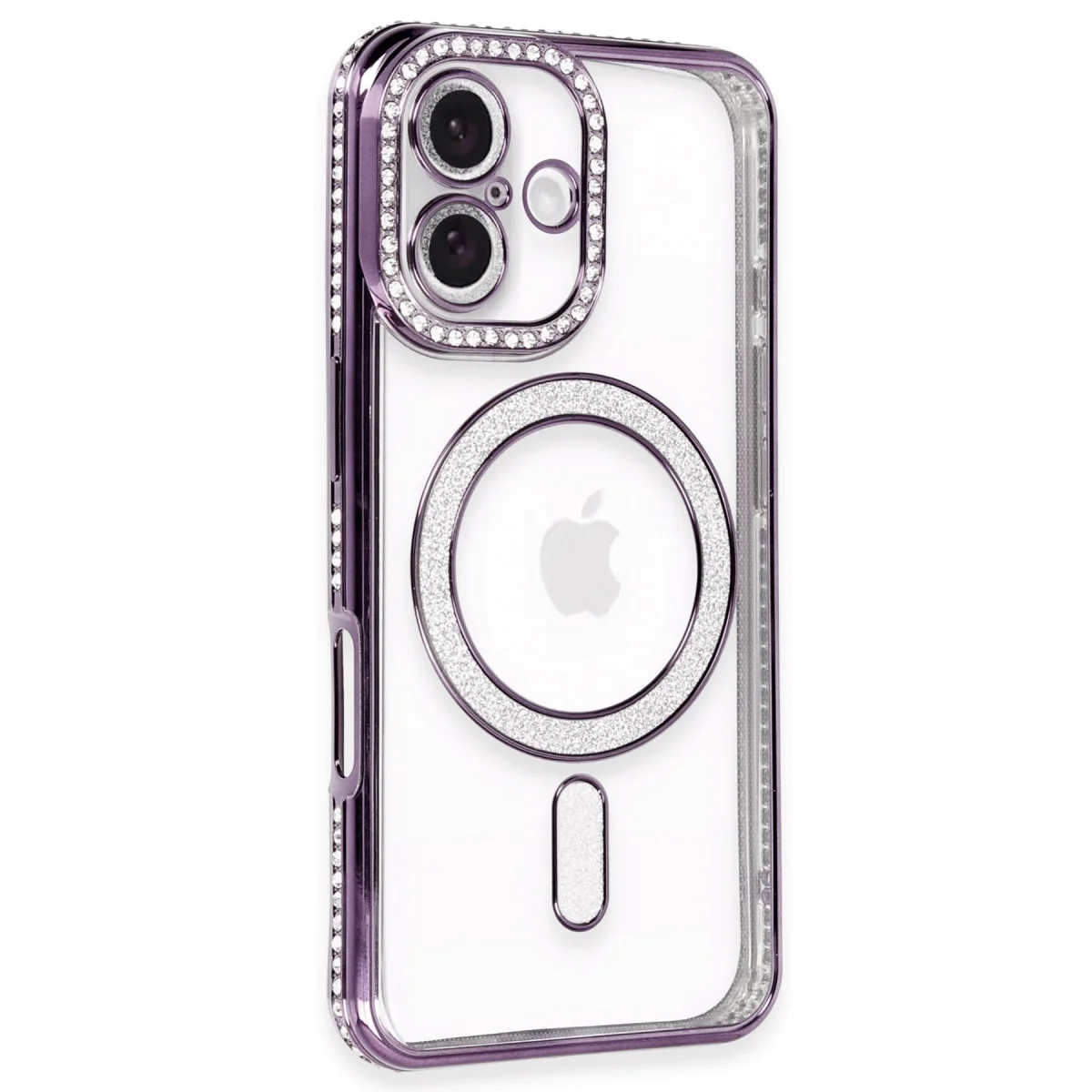 iPhone 16 Derin Mor Joke Simli Magneticsafe Kılıf - Parıltılı Tasarım & 360° Güvenlik