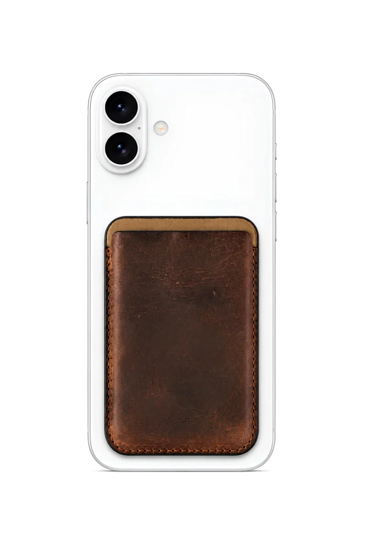 iPhone 16 Heritage Hakiki Deri Cüzdan Magsafe Vintage Kahverengi