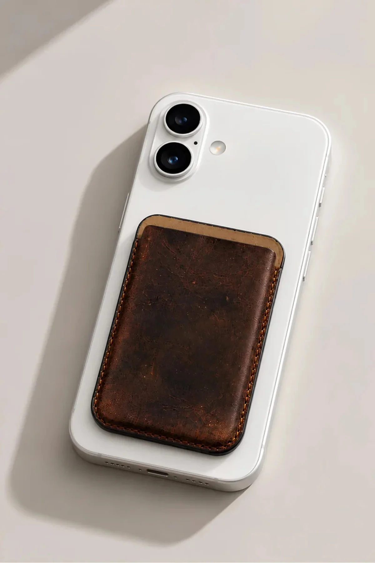 iPhone 16 Heritage Hakiki Deri Cüzdan Magsafe Vintage Kahverengi
