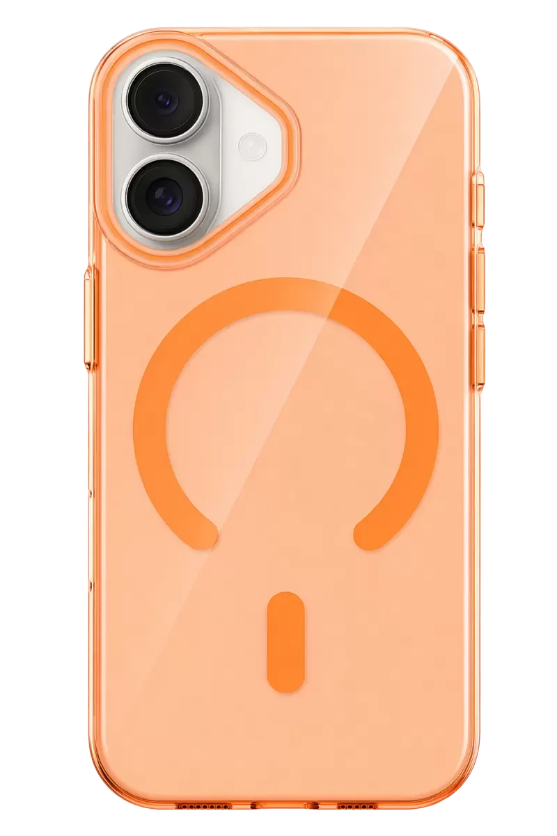 iPhone 16 ile Uyumlu PC Blank MagSafe Kılıf - Turuncu Darbe Emici Koruma