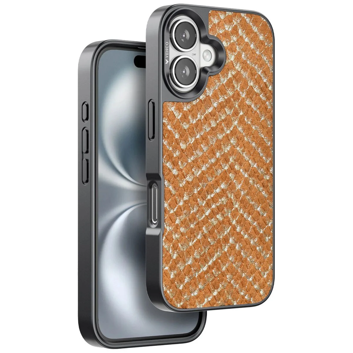 iPhone 16 ile Uyumlu Viper Yılan Derisi Desenli Kılıf - Kahverengi Lüks Koruyucu Kapak iPhone 16 ile Uyumlu Viper Yılan Derisi Desenli Kılıf - Kahverengi Lüks Koruyucu Kapak