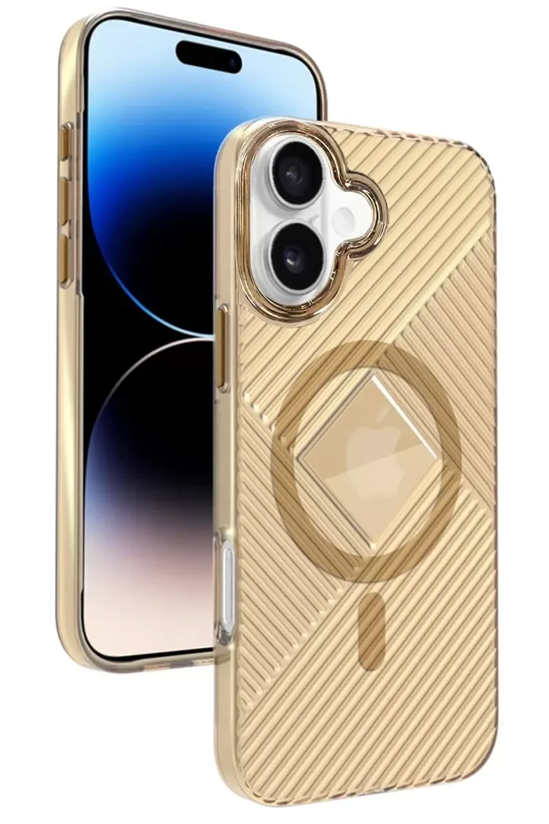 iPhone 16 ile Uyumlu Stella PC Sert MagSafe Kılıf - Gold