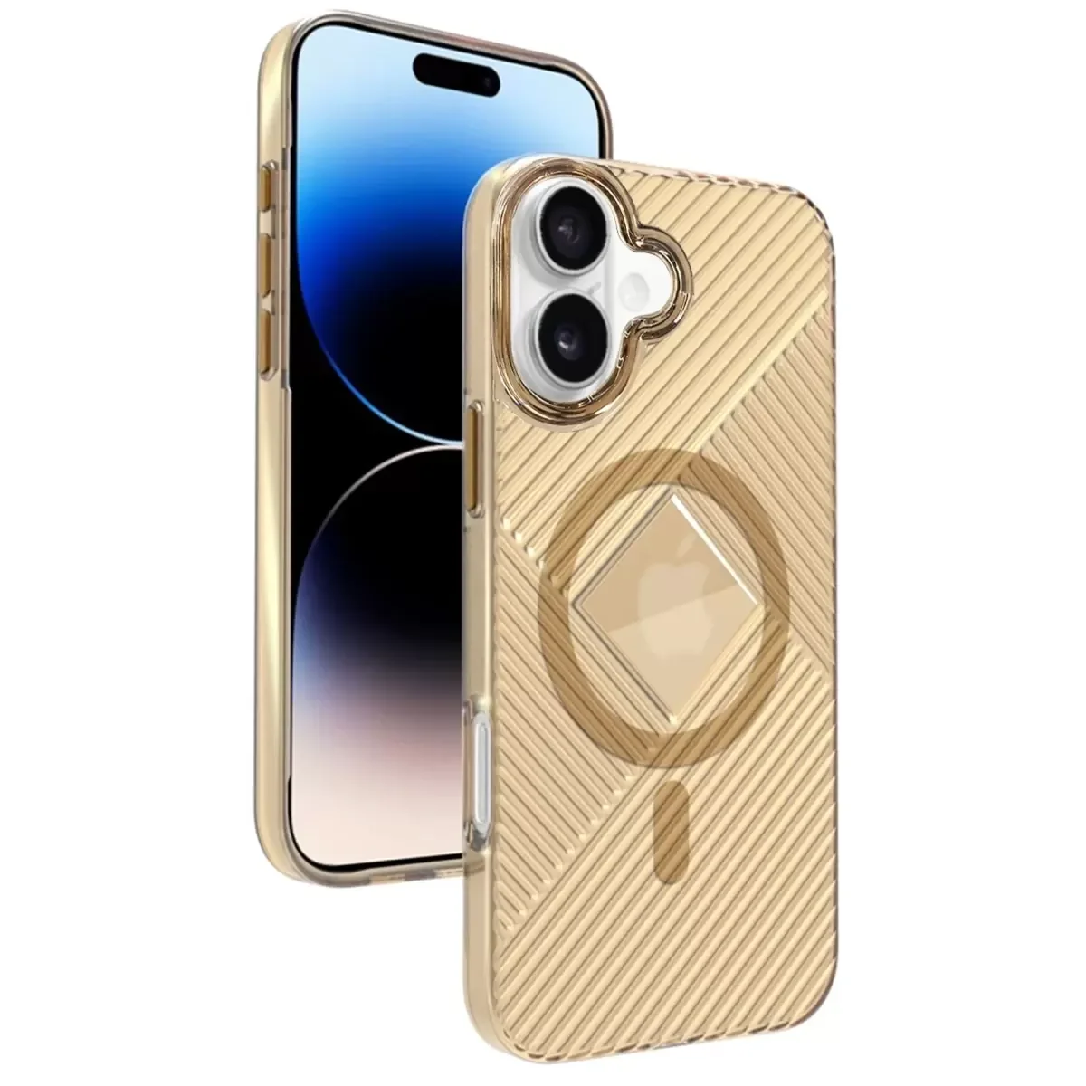 iPhone 16 ile Uyumlu Stella PC Sert MagSafe Kılıf - Gold