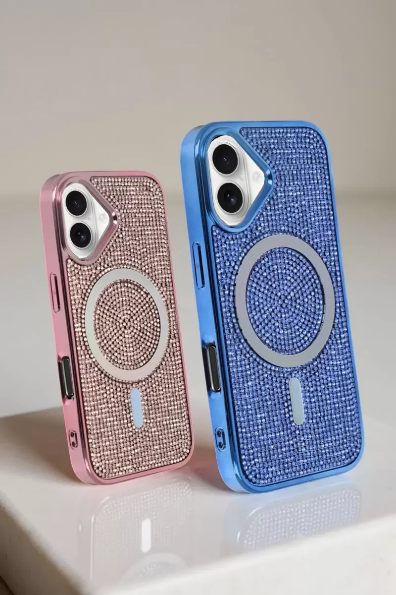 iPhone 16 ile Uyumlu Helen MagSafe Kılıf - Pembe Manyetik Şeffaf Kapak