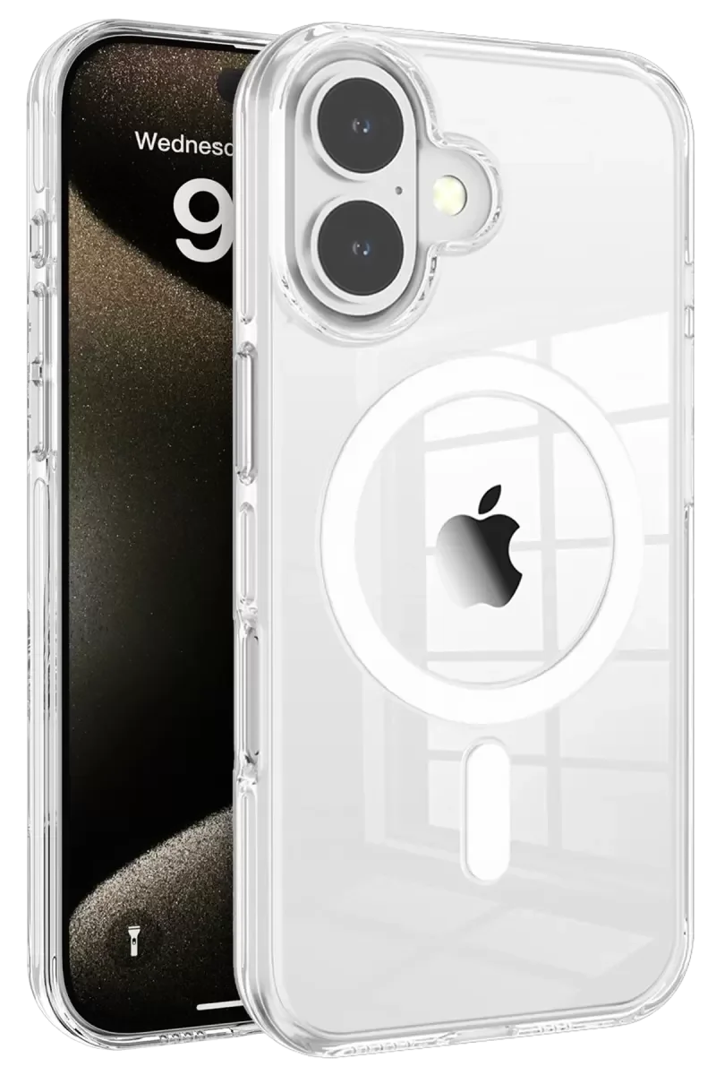 iPhone 16 ile Uyumlu Gleam PC Şeffaf MagSafe Kılıf - Parlak Koruma