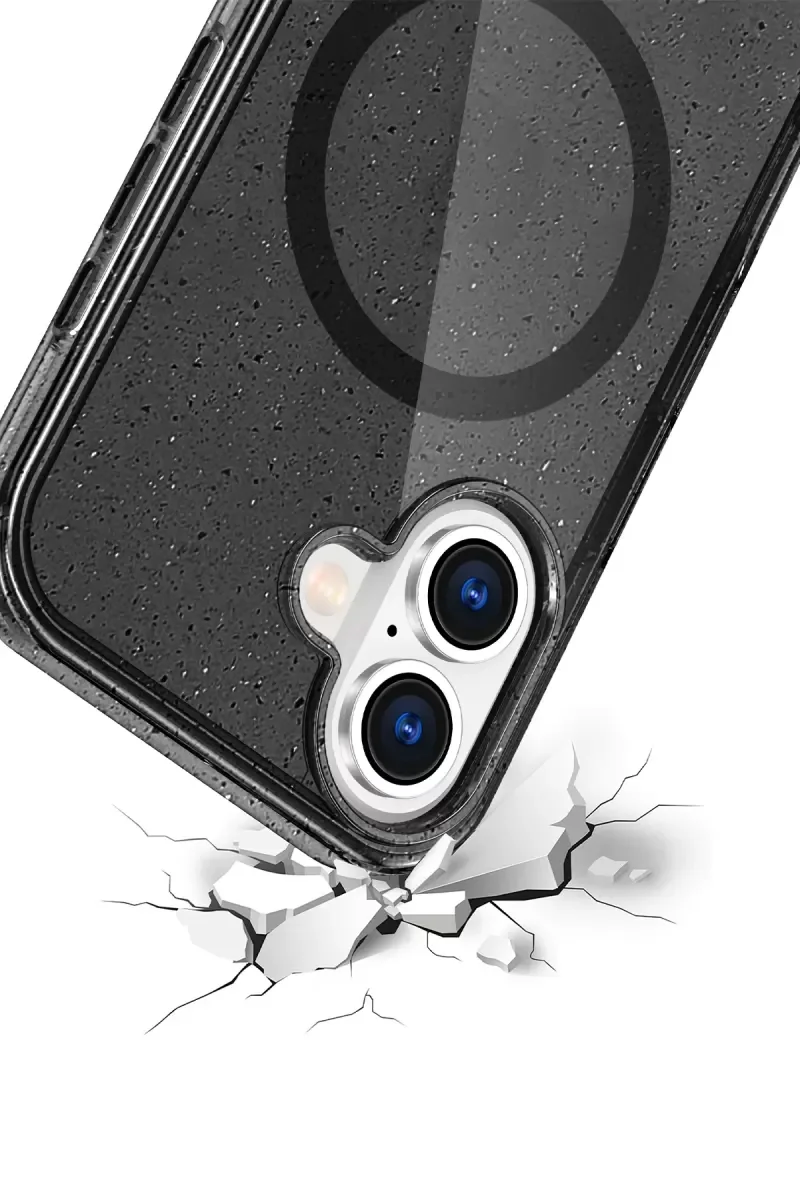 iPhone 16 ile Uyumlu Star MagSafe Kapak - Siyah Parlak Şık Kılıf