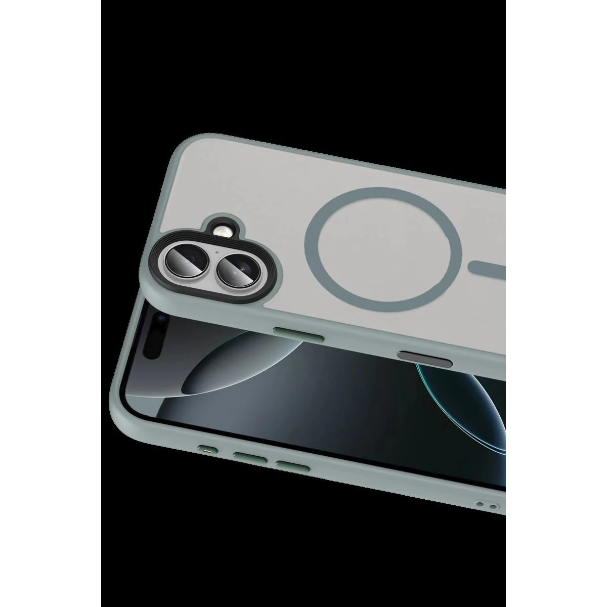 iPhone 16 ile Uyumlu Megane Magsafe Kapak - Titan Gri