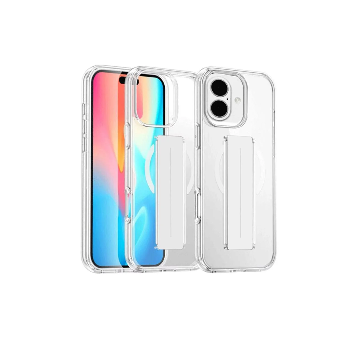 iPhone 16 ile Uyumlu Şeffaf MagSafe Standlı Kılıf - Darbe Emici TPU Koruma