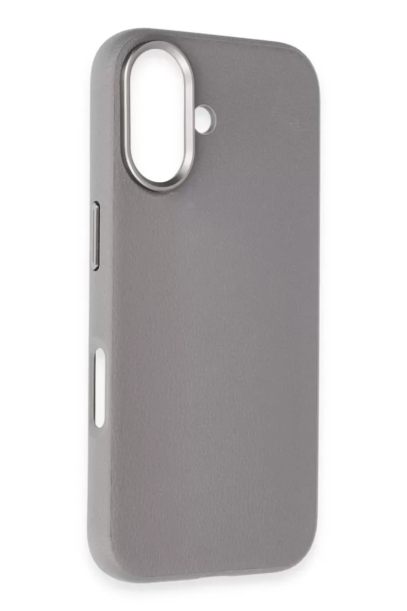 iPhone 16 ile Uyumlu Wonder Deri Magsafe Kapak - Titan Gri