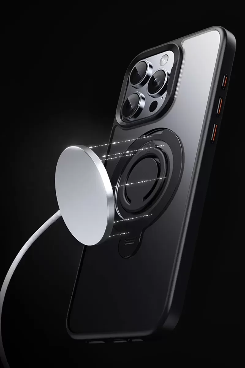 iPhone 16 ile Uyumlu Avatar 360 Dönen Magsafe Kapak - Lacivert