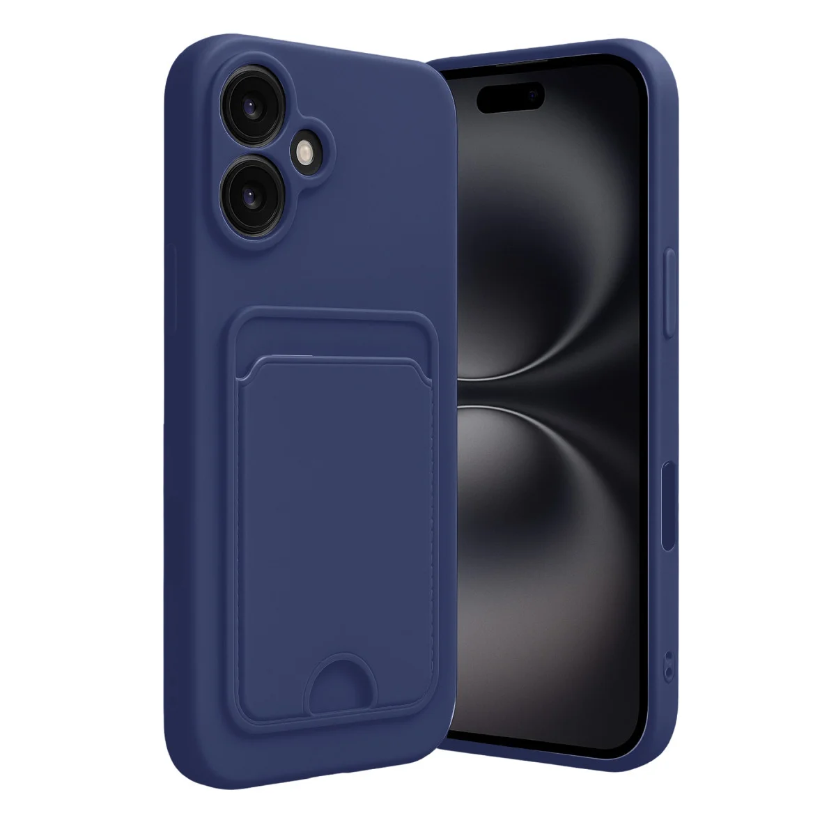 iPhone 16 Kartvizitli Silikon Kılıf - Kelvin Serisi Lacivert