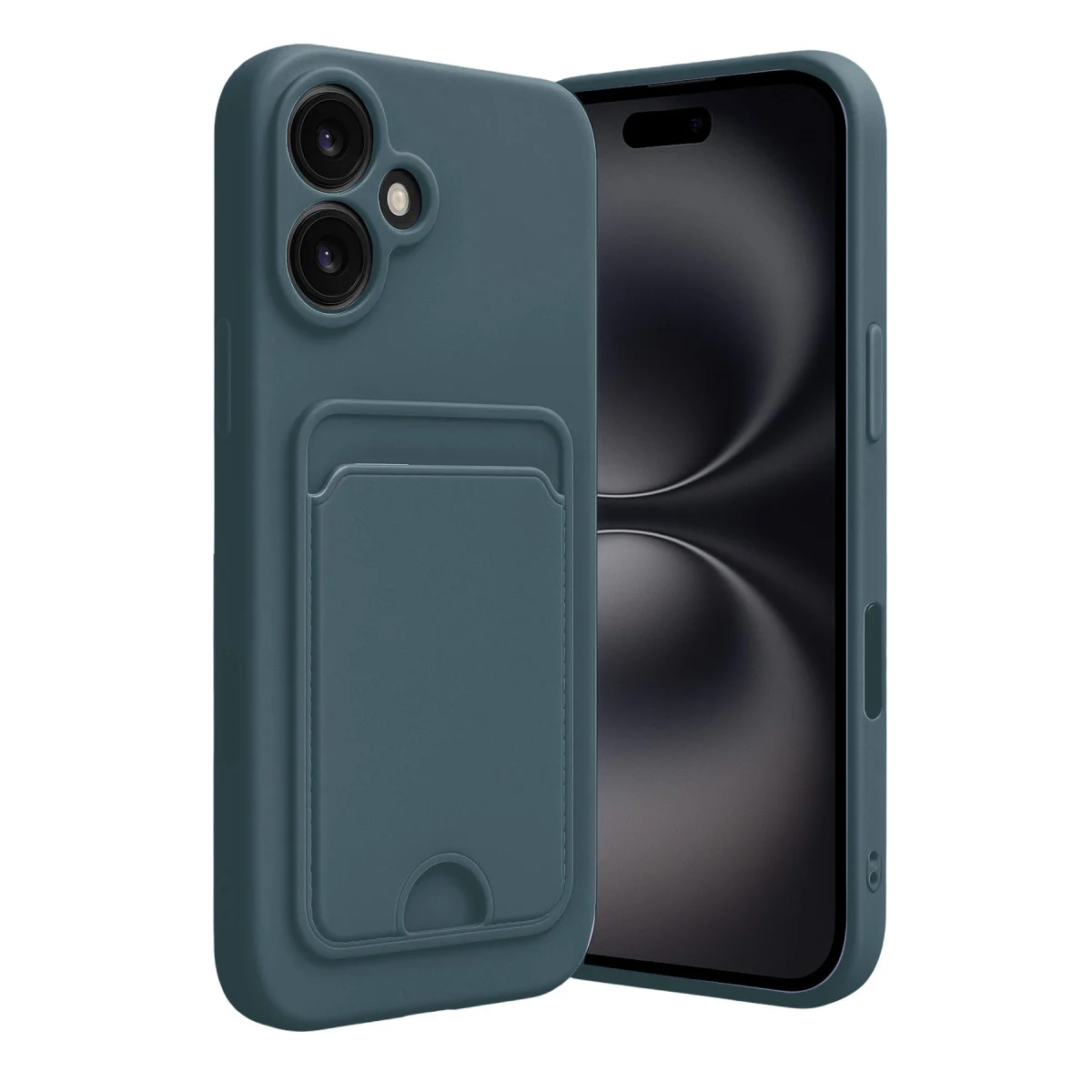 iPhone 16 Kelvin Kartvizitli Silikon Kılıf - Koyu Yeşil