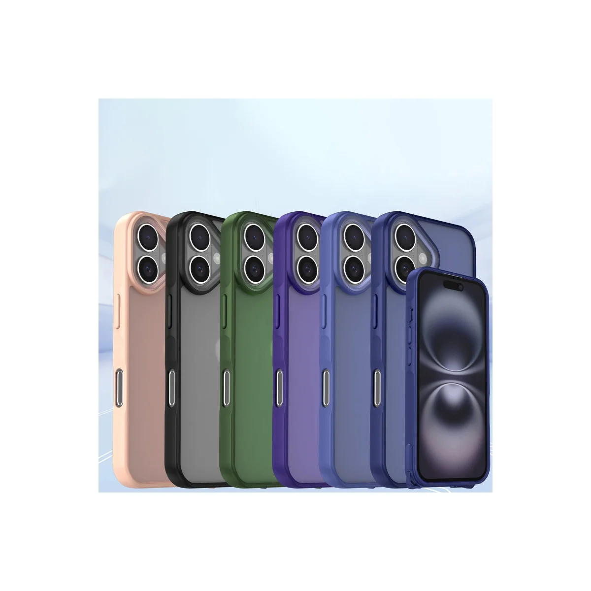 iPhone 16 Kılıf - Elegant Lacivert Slim Fit Korumalı Kapak | TPU/PC
