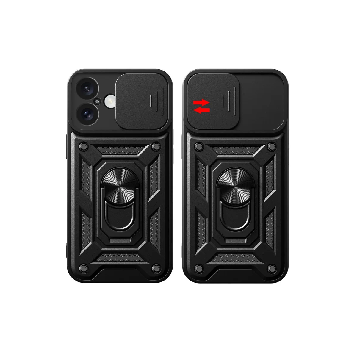 iPhone 16 Kılıf - Pars Lens Yüzüklü Silikon Kılıf, Standlı & Lens Kapağılı - Lacivert