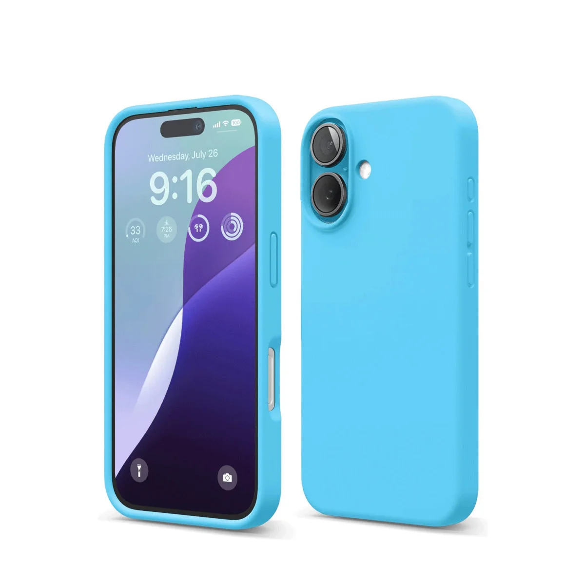 iPhone 16 Nano İçi Kadife Silikon Kılıf - Mavi