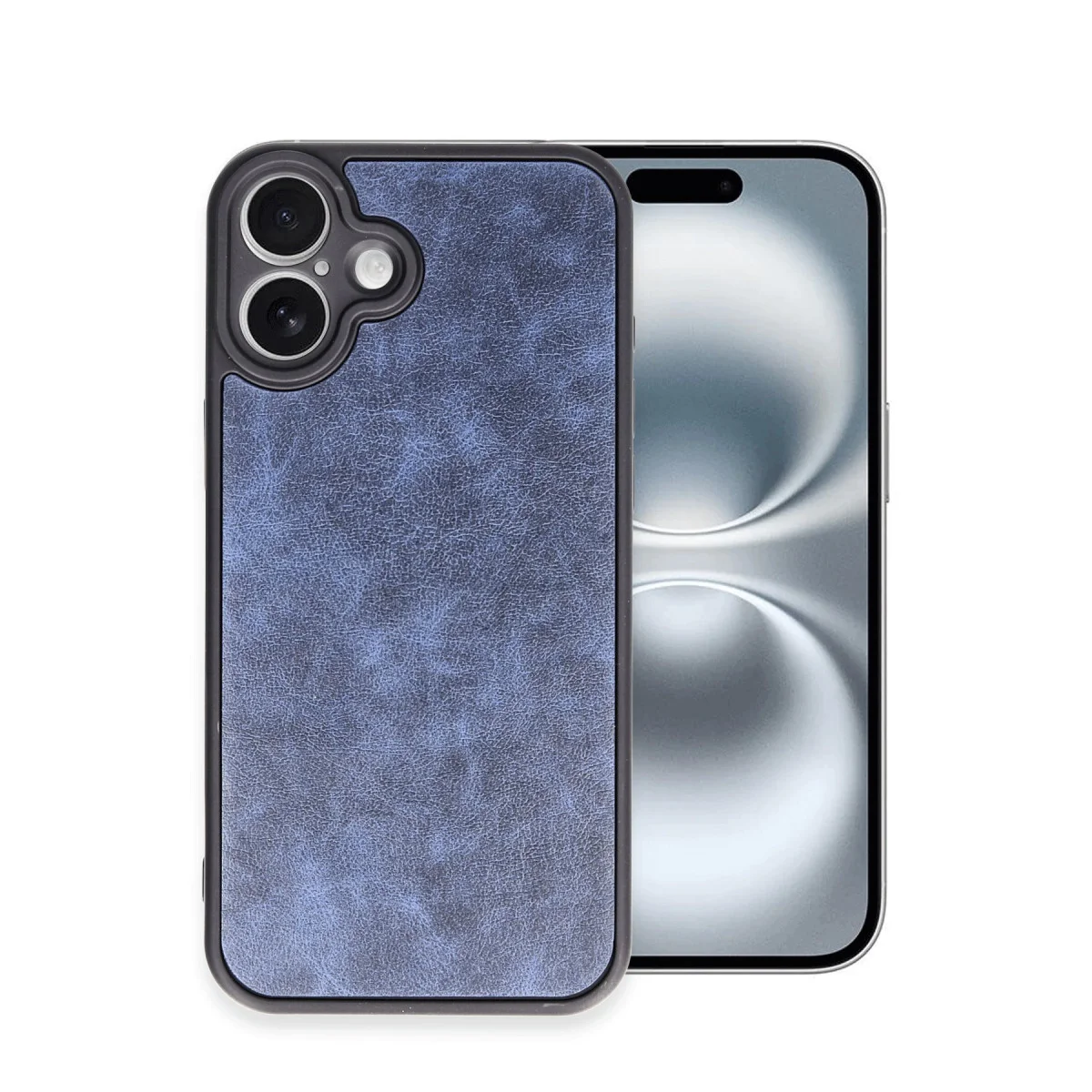iPhone 16 Plus Aras Deri Kapak - Lacivert Premium Deri Kılıf