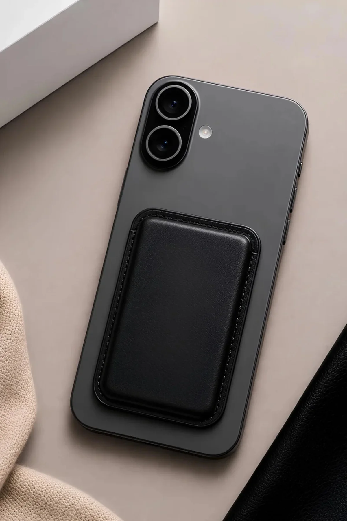 iPhone 16 Plus Heritage Hakiki Deri Cüzdan Magsafe Noir Siyah