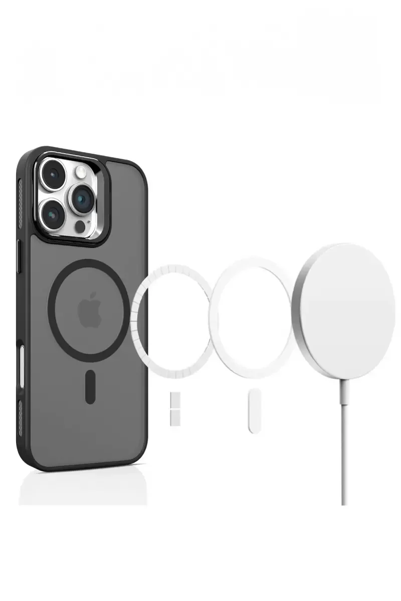 iPhone 16 Plus ile Uyumlu Flet Lens Magsafe Kapak - Lacivert