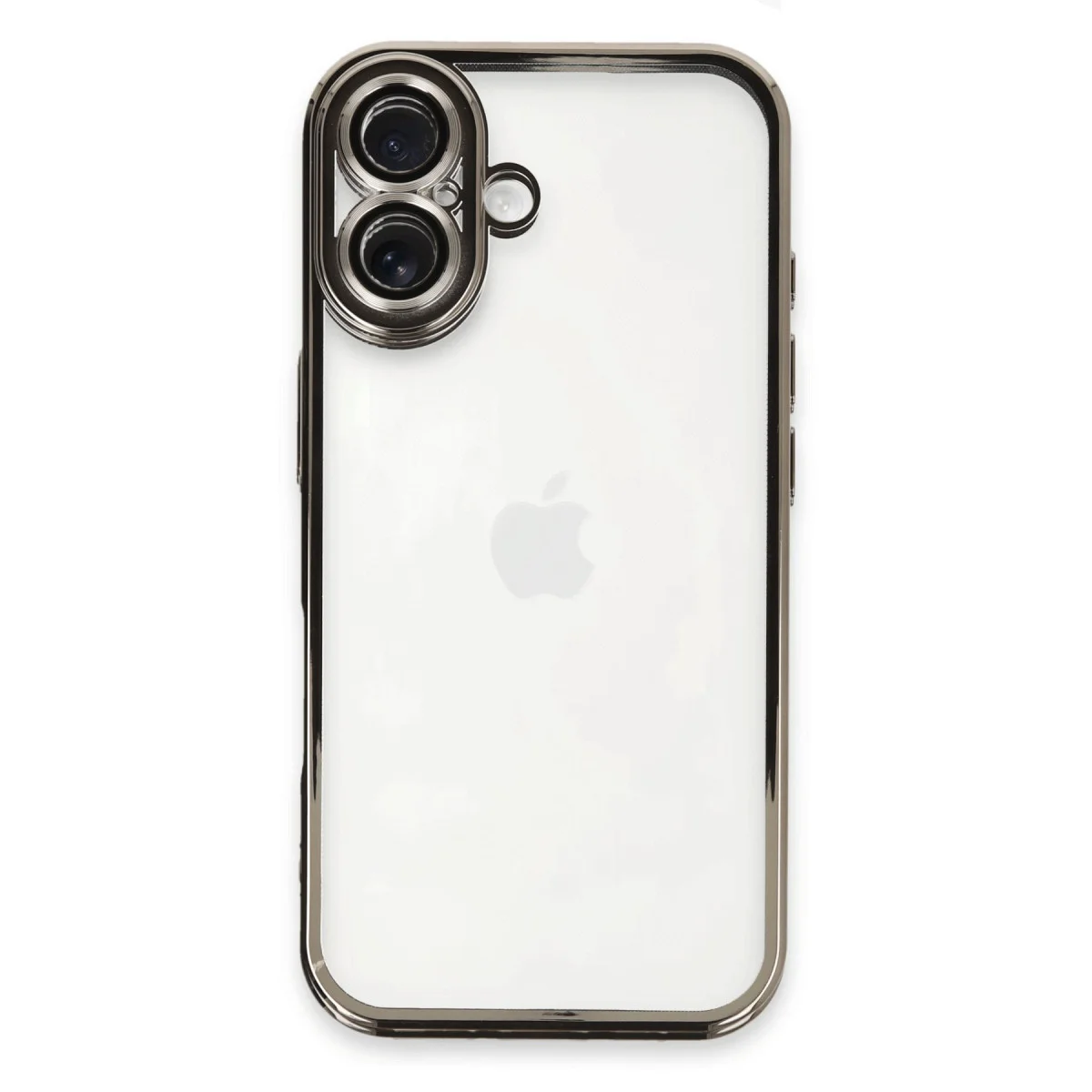 iPhone 16 Plus Kılıf Razer Lensli Silikon Titanyum Gri - %100 Şeffaf & 4 Köşe Darbe Emici