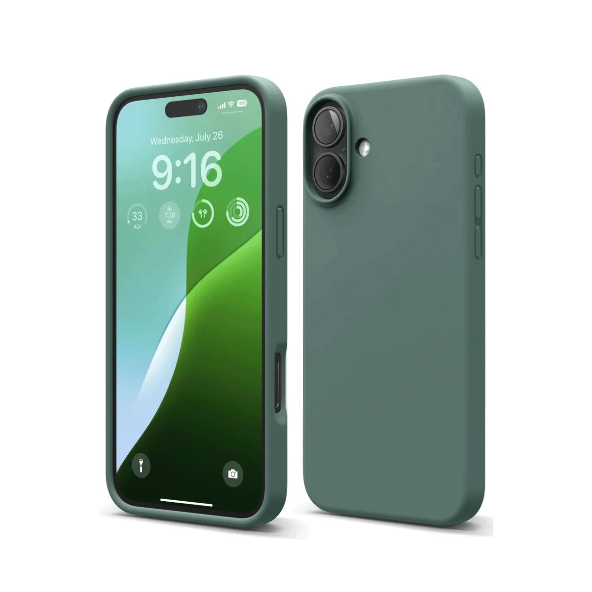 iPhone 16 Plus Nano İçi Kadife Silikon Kılıf - Koyu Yeşil