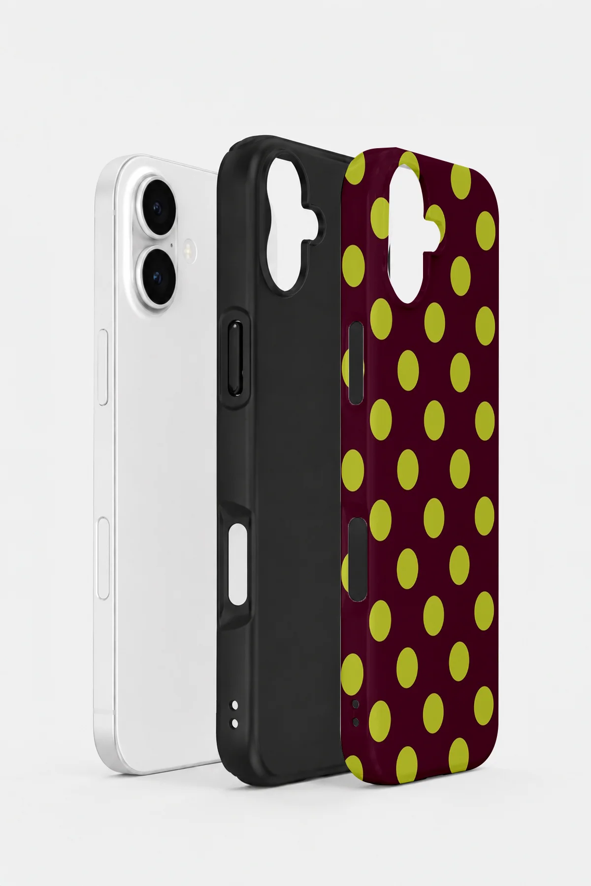 iPhone 16 Plus Vorian Çift Katmanlı Bordo Limon Puantiye Kılıf - Görsel 2