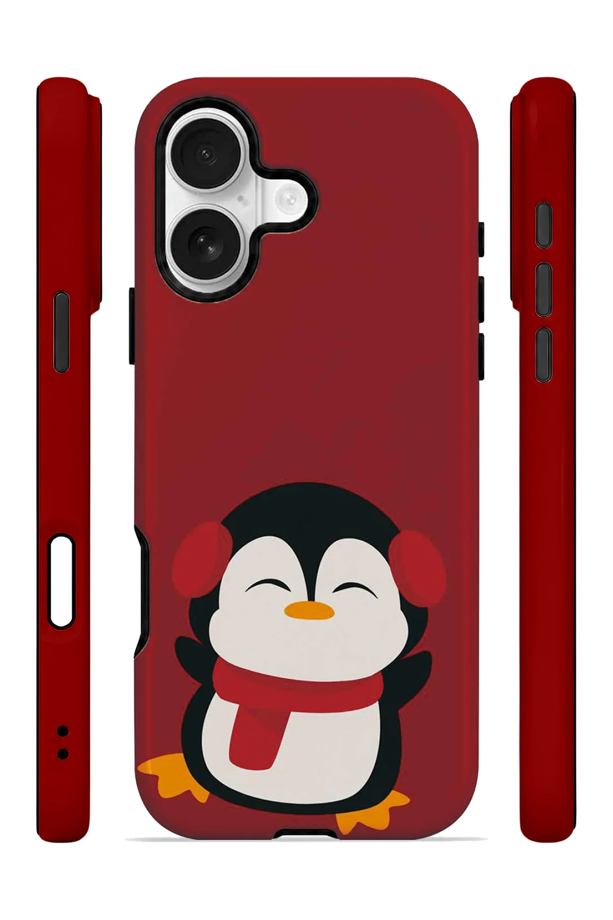 iPhone 16 Plus Vorian Çift Katmanlı Kırmızı Penguenli Kılıf - Görsel 3