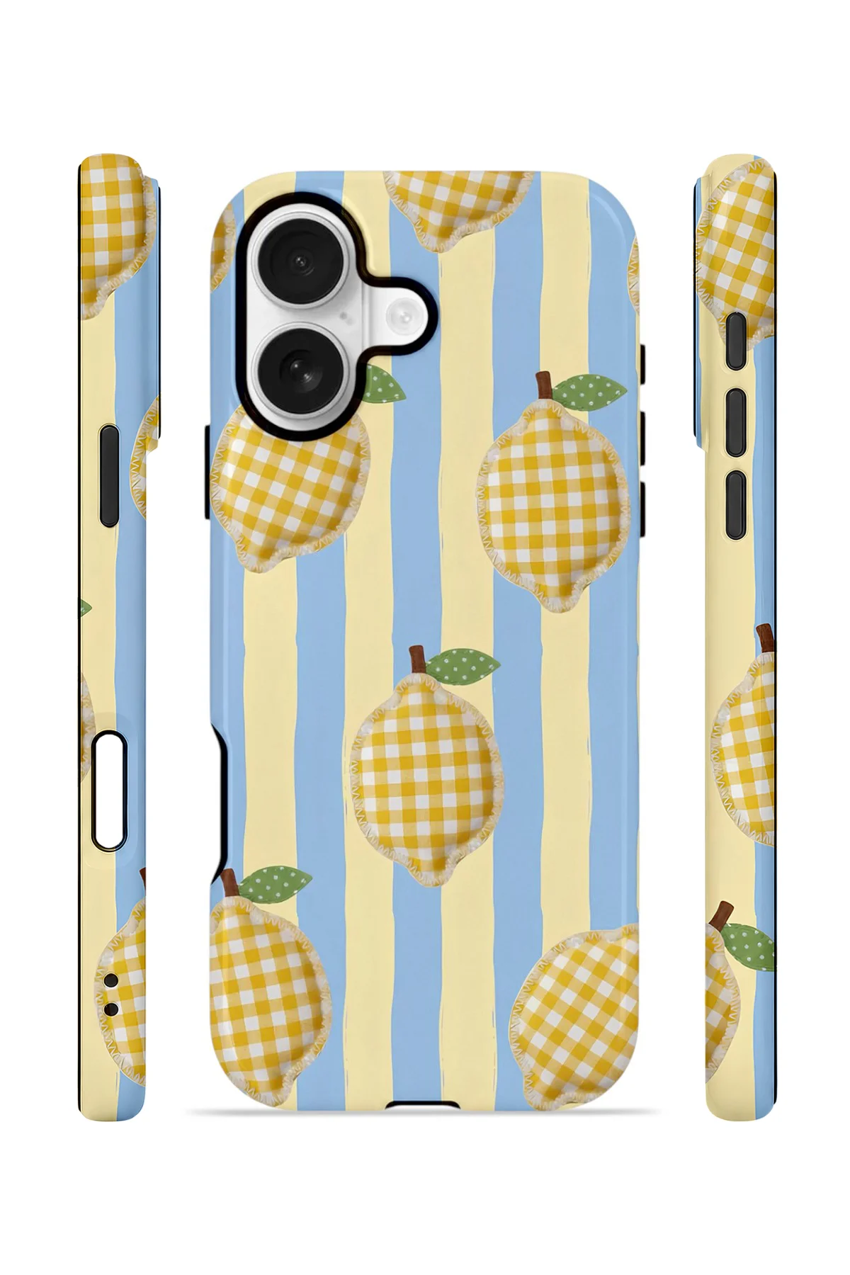 iPhone 16 Plus Vorian Çift Katmanlı Kılıf Gingham Lemon Grove