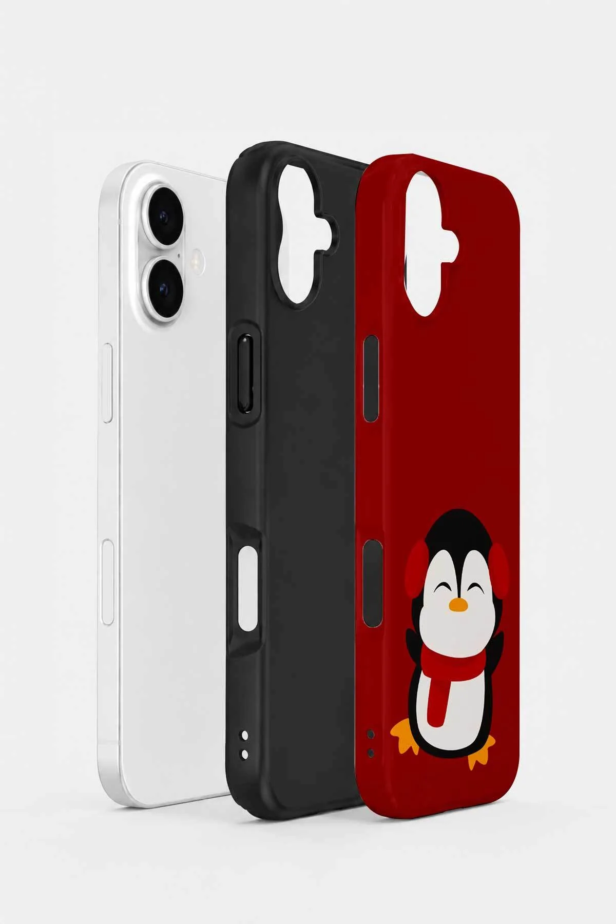 iPhone 16 Plus Vorian Çift Katmanlı Kırmızı Penguenli Kılıf - Görsel 2