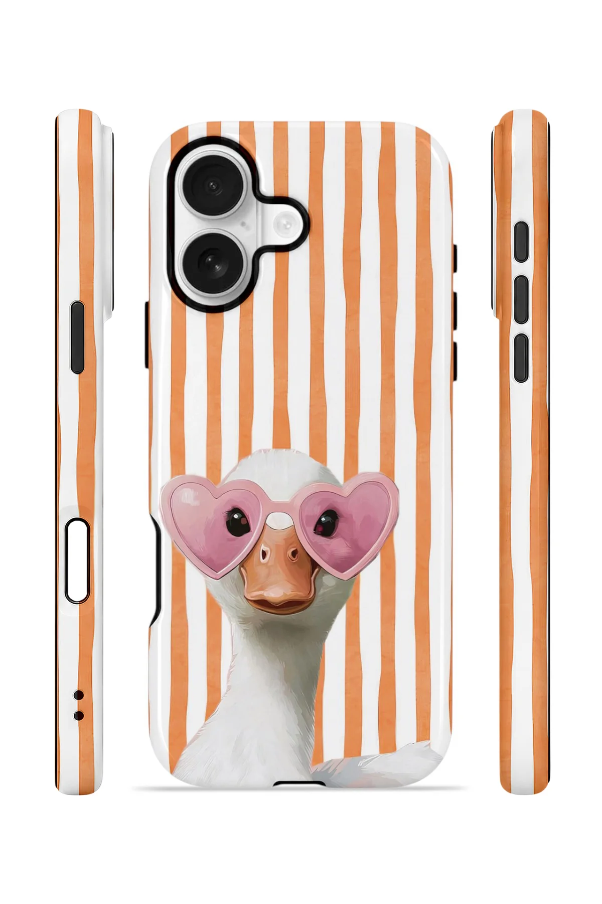iPhone 16 Plus Vorian Çift Katmanlı MagSafe Kılıf Heart Glasses Goose